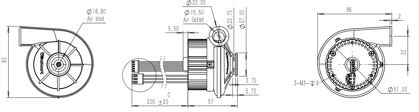 dc brushless fan drawing